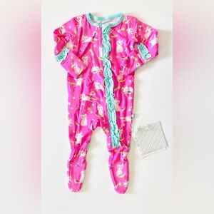 NWT Pink Unicorn Kitty Bamboo Zippy Footie